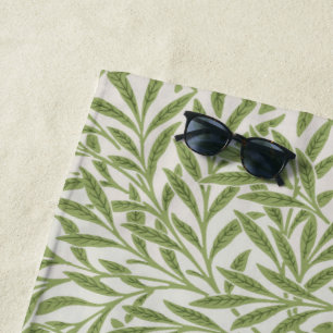 Pattern of green leafy branches beach towel