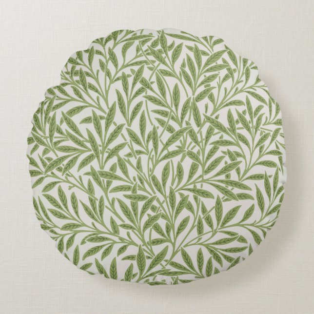 Pattern of green leafy branches  round pillow (Front)