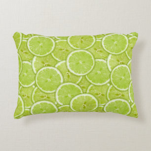 Pattern Of Green Lime Slices Accent Pillow