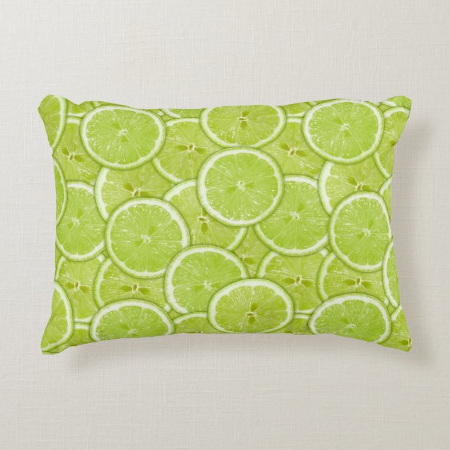 Pattern Of Green Lime Slices Accent Pillow (Front)