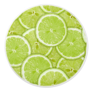 Pattern Of Green Lime Slices Ceramic Knob