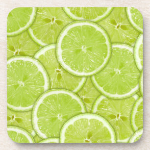 Pattern Of Green Lime Slices Coaster