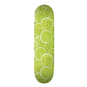 Pattern Of Green Lime Slices Skateboard