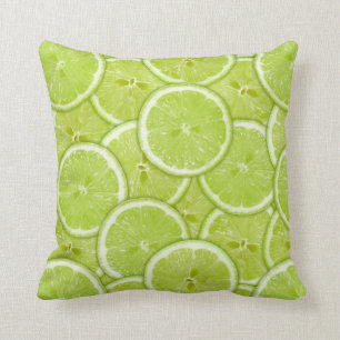 Pattern Of Green Lime Slices Throw Pillow