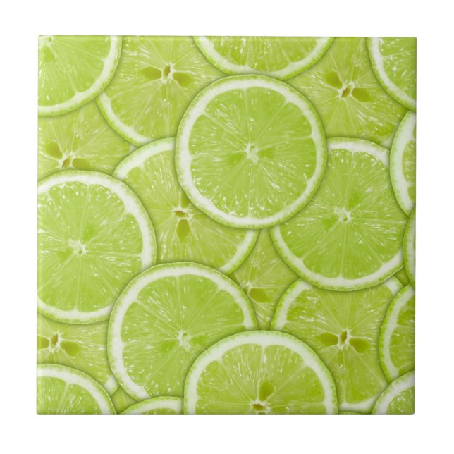 Pattern Of Green Lime Slices Tile (Front)