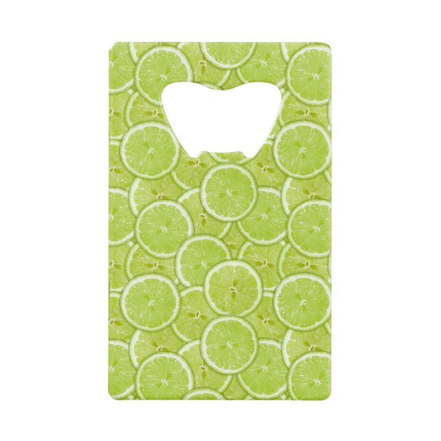 Pattern Of Green Lime Slices Wallet Bottle Opener (Front)