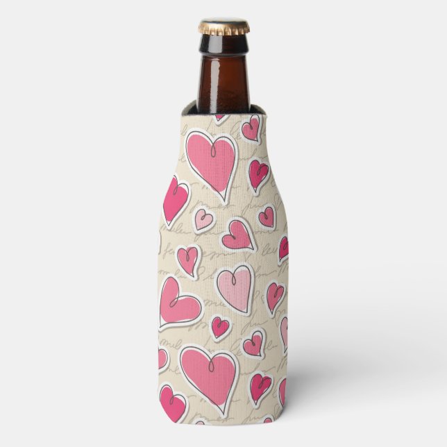 Pattern of Hearts Bottle Cooler (Bottle Front)