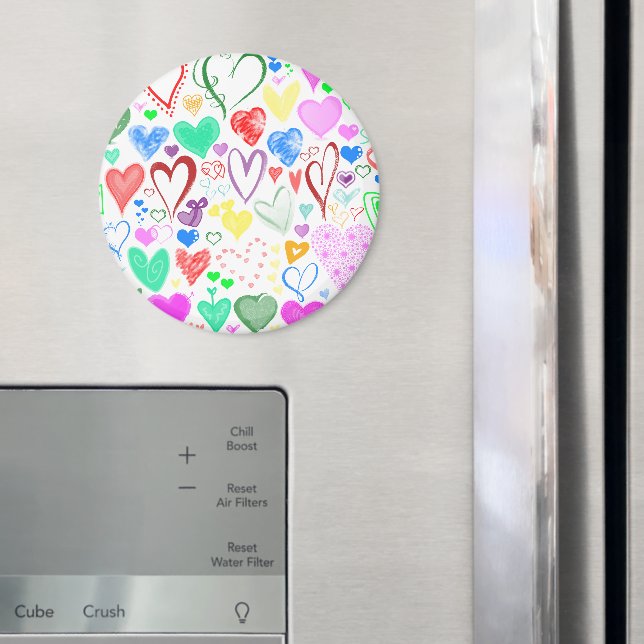 Pattern Of Hearts, Colorful Hearts, Hearts Pattern Magnet (In Situ (Fridge))
