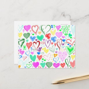 Pattern Of Hearts, Colourful Hearts, Hearts Patter Holiday Postcard