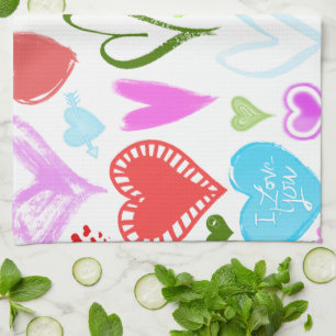 Pattern Of Hearts, Colourful Hearts, Hearts Patter Kitchen Towel