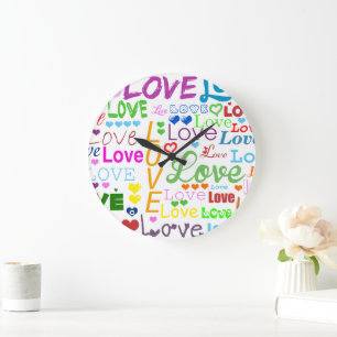 Pattern Of Hearts, Colourful Hearts, Love Large Clock