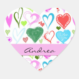 Pattern Of Hearts, Colourful Hearts, Your Name Heart Sticker