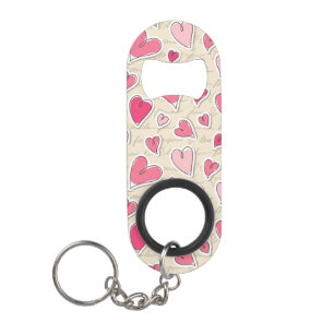 Pattern of Hearts Mini Bottle Opener