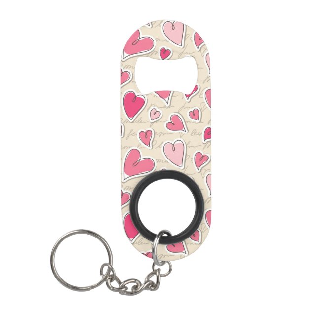 Pattern of Hearts Mini Bottle Opener (Front)