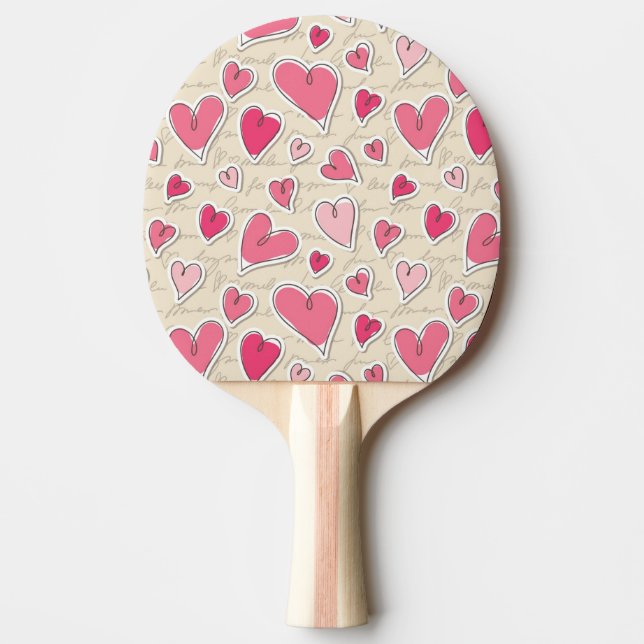 Pattern of Hearts Ping Pong Paddle (Front)