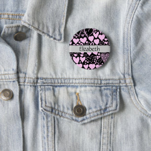 Pattern Of Hearts, Pink Hearts, Your Name 2 Inch Round Button