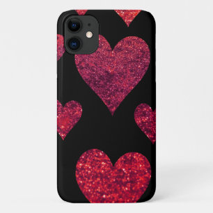 Pattern Of Hearts, Red Hearts, Glitter Hearts iPhone 11 Case