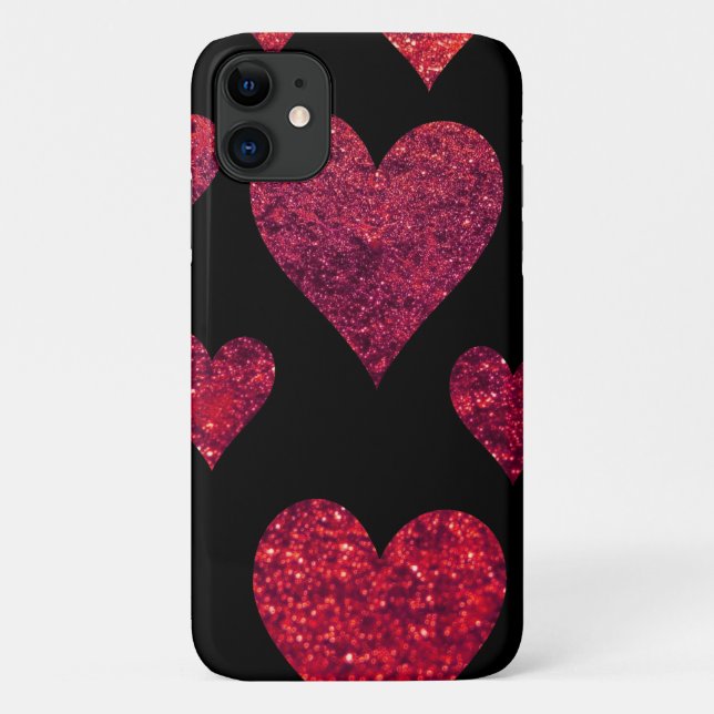 Pattern Of Hearts, Red Hearts, Glitter Hearts Case-Mate iPhone Case (Back)