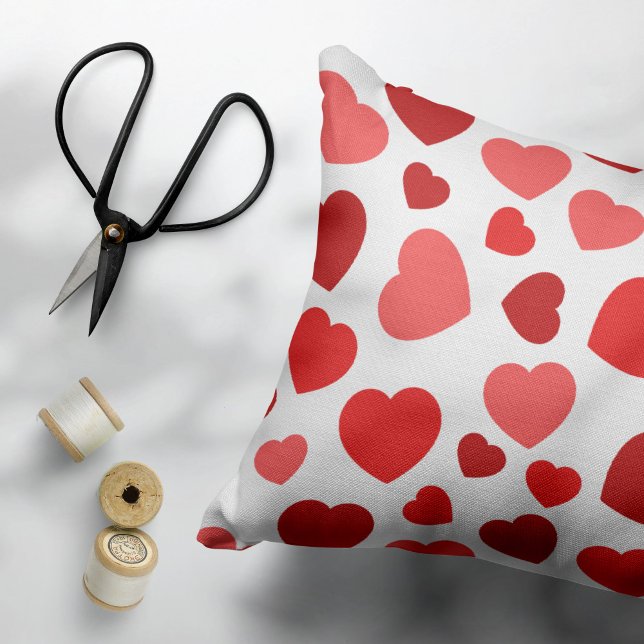 Pattern Of Hearts, Red Hearts, Hearts Pattern Accent Pillow (Creator Uploaded)