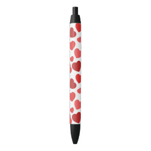 Pattern Of Hearts, Red Hearts, Hearts Pattern Black Ink Pen