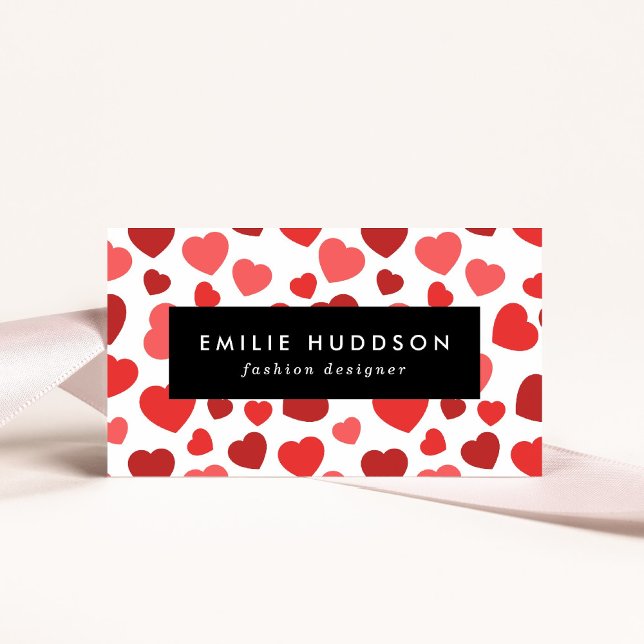 Pattern Of Hearts, Red Hearts, Hearts Pattern Business Card (Creator Uploaded)