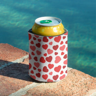 Pattern Of Hearts, Red Hearts, Hearts Pattern Can Cooler