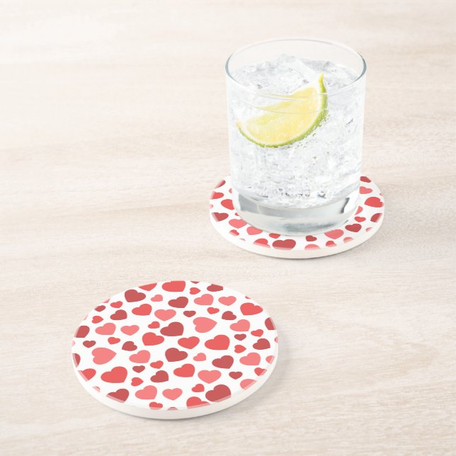 Pattern Of Hearts, Red Hearts, Hearts Pattern Coaster (Side)