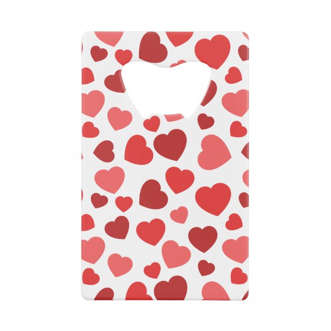 Pattern Of Hearts, Red Hearts, Hearts Pattern Credit Card Bottle Opener (Front)
