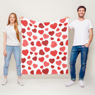 Pattern Of Hearts, Red Hearts, Hearts Pattern Fleece Blanket