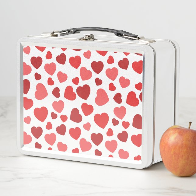 Pattern Of Hearts, Red Hearts, Hearts Pattern Metal Lunch Box (In Situ)