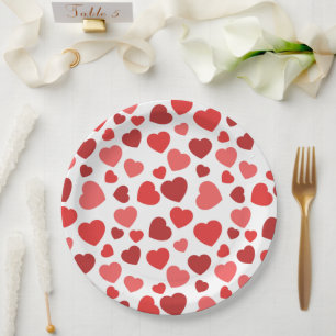 Pattern Of Hearts, Red Hearts, Hearts Pattern Paper Plate