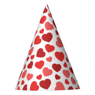 Pattern Of Hearts, Red Hearts, Hearts Pattern Party Hat