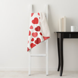 Pattern Of Hearts, Red Hearts, Hearts Pattern Sherpa Blanket