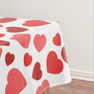 Pattern Of Hearts, Red Hearts, Hearts Pattern Tablecloth