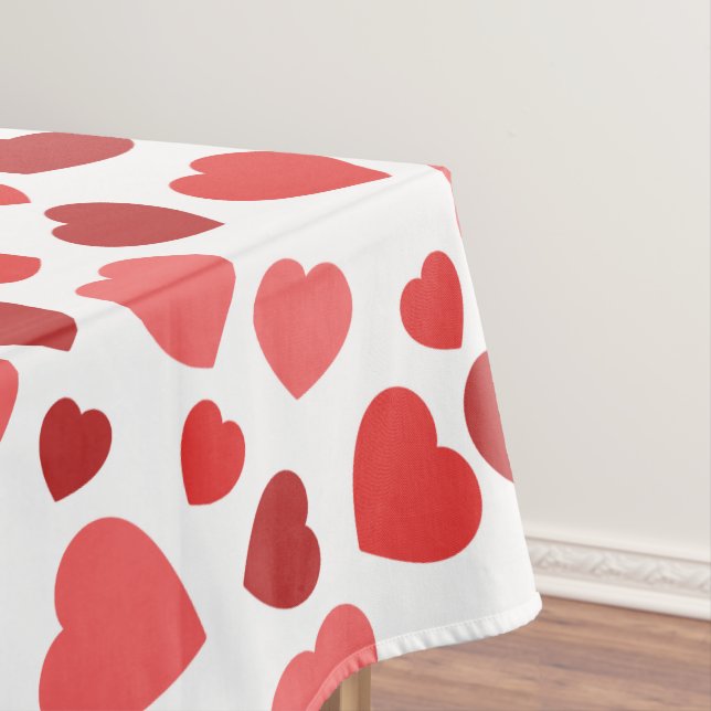 Pattern Of Hearts, Red Hearts, Hearts Pattern Tablecloth (In Situ)
