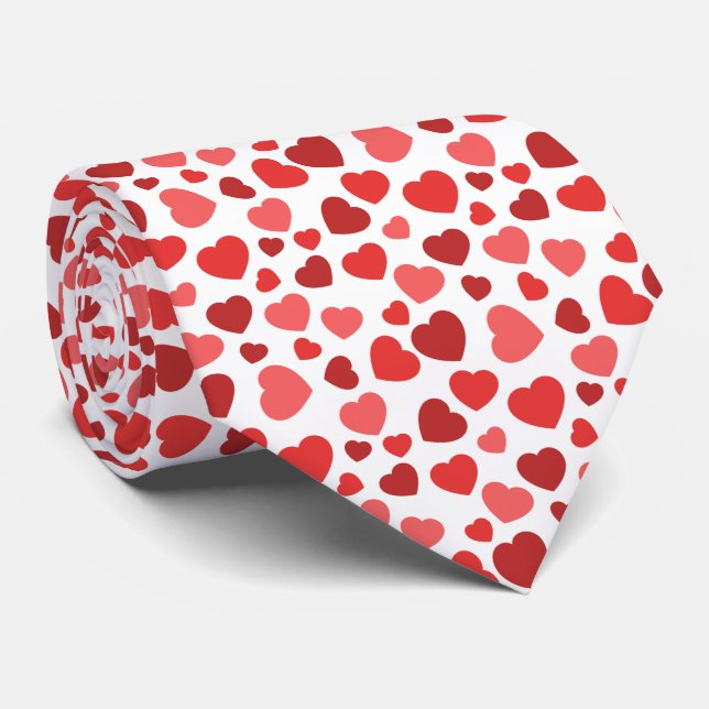 Pattern Of Hearts, Red Hearts, Hearts Pattern Tie (Rolled)