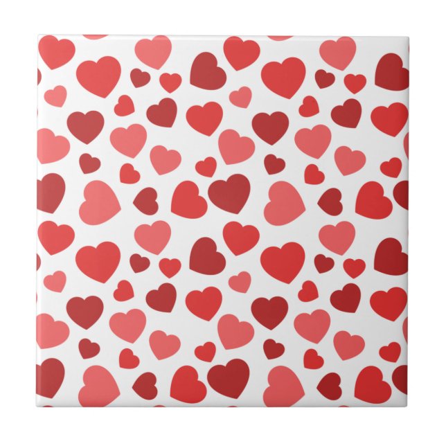 Pattern Of Hearts, Red Hearts, Hearts Pattern Tile (Front)