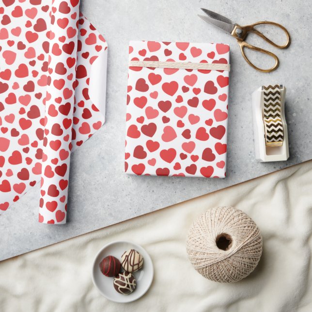 Pattern Of Hearts, Red Hearts, Hearts Pattern Wrapping Paper (Crafts)