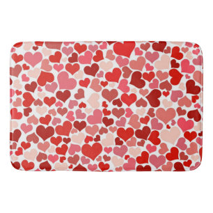 Pattern Of Hearts, Red Hearts, Love Bath Mat