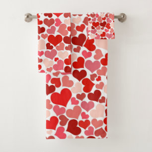 Pattern Of Hearts, Red Hearts, Love Bath Towel Set