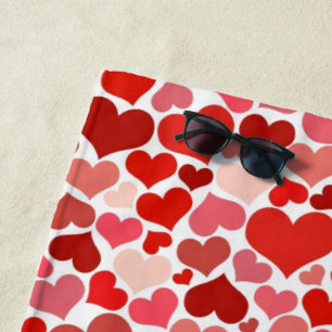 Pattern Of Hearts, Red Hearts, Love Beach Towel