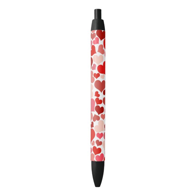 Pattern Of Hearts, Red Hearts, Love Black Ink Pen (Front Vertical)