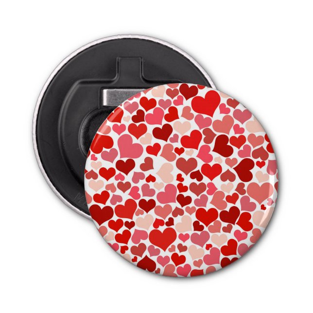Pattern Of Hearts, Red Hearts, Love Bottle Opener (Front)