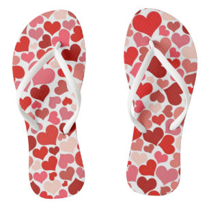 Pattern Of Hearts, Red Hearts, Love Flip Flops