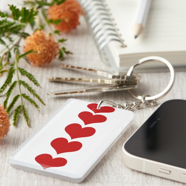 Pattern Of Hearts, Red Hearts, Love Keychain (Front Right)