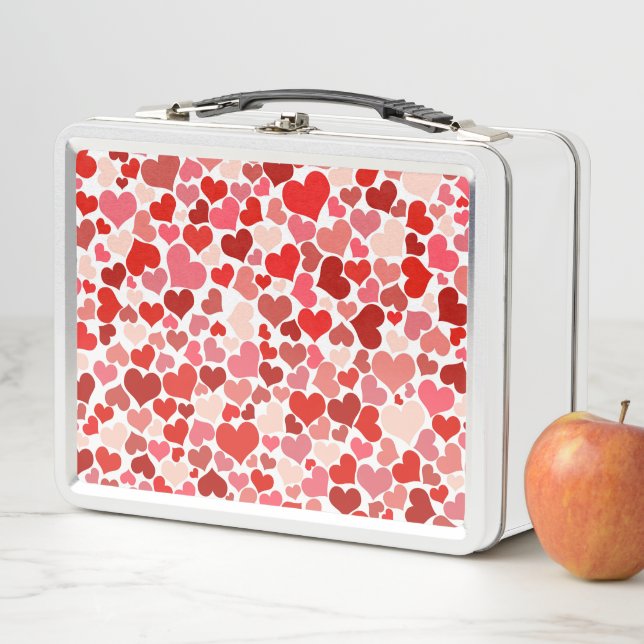 Pattern Of Hearts, Red Hearts, Love Metal Lunch Box (In Situ)