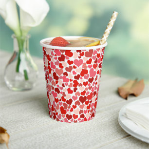 Pattern Of Hearts, Red Hearts, Love Paper Cups
