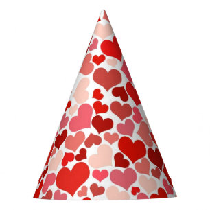 Pattern Of Hearts, Red Hearts, Love Party Hat