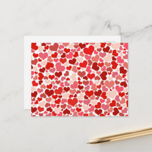 Pattern Of Hearts, Red Hearts, Love Postcard