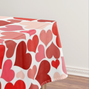 Pattern Of Hearts, Red Hearts, Love Tablecloth
